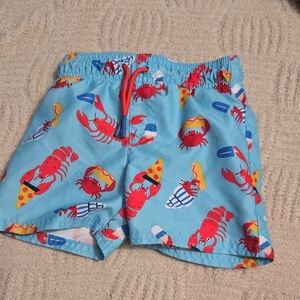 Cat & Jack Kids Swim Trunks - Blue with Red Crabs